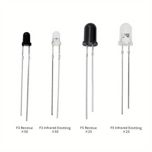 a total of 150pcs including of 3mm 5mm 940nm infrared ir receiver diode transparent photodiode led sensor and black receiver tube testing learning circuit design