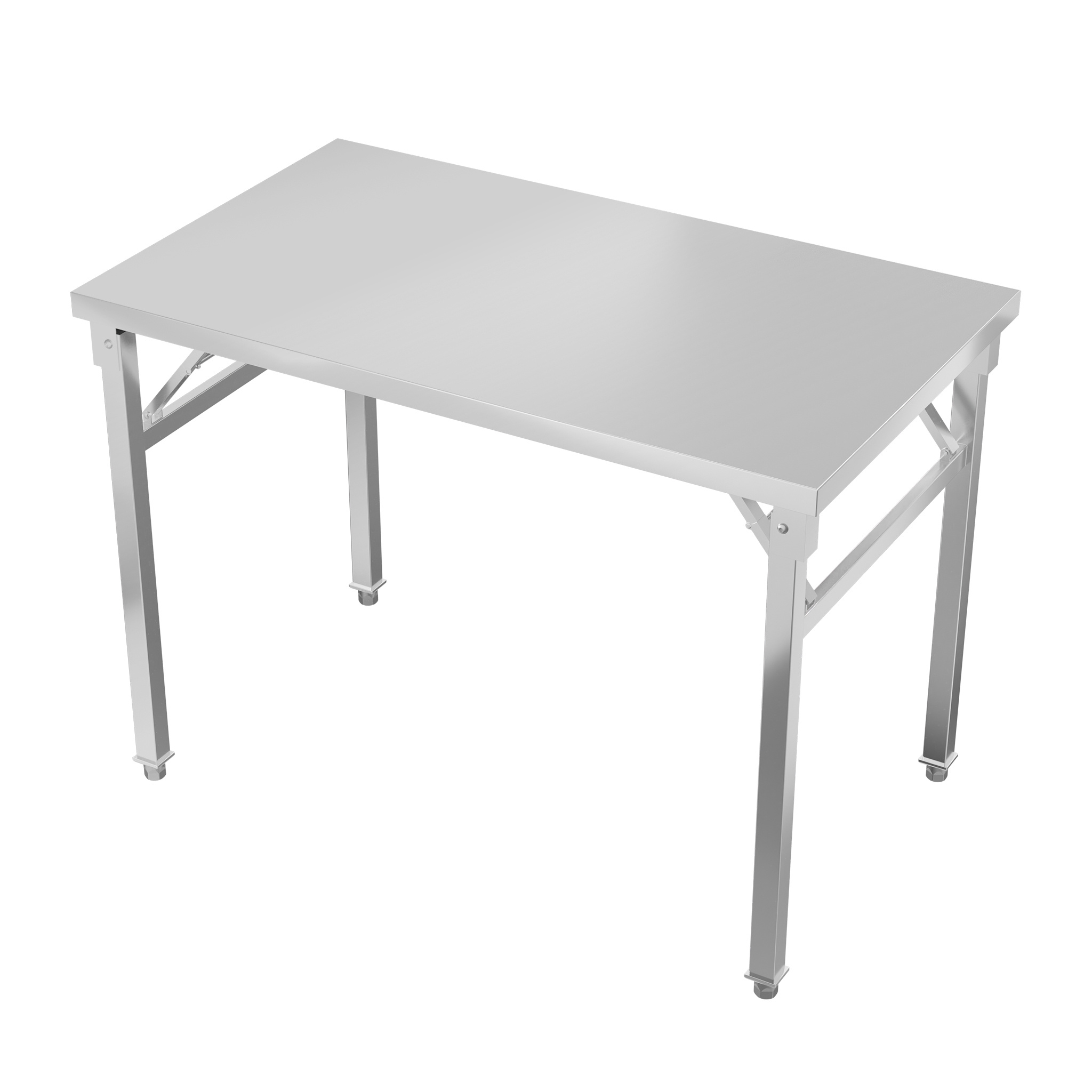 TEMU Mesa de trabajo de acero inoxidable adecuada para cocinas, comedor y preparación de alimentos, con una altura de 85 cm. Es plegable y puede