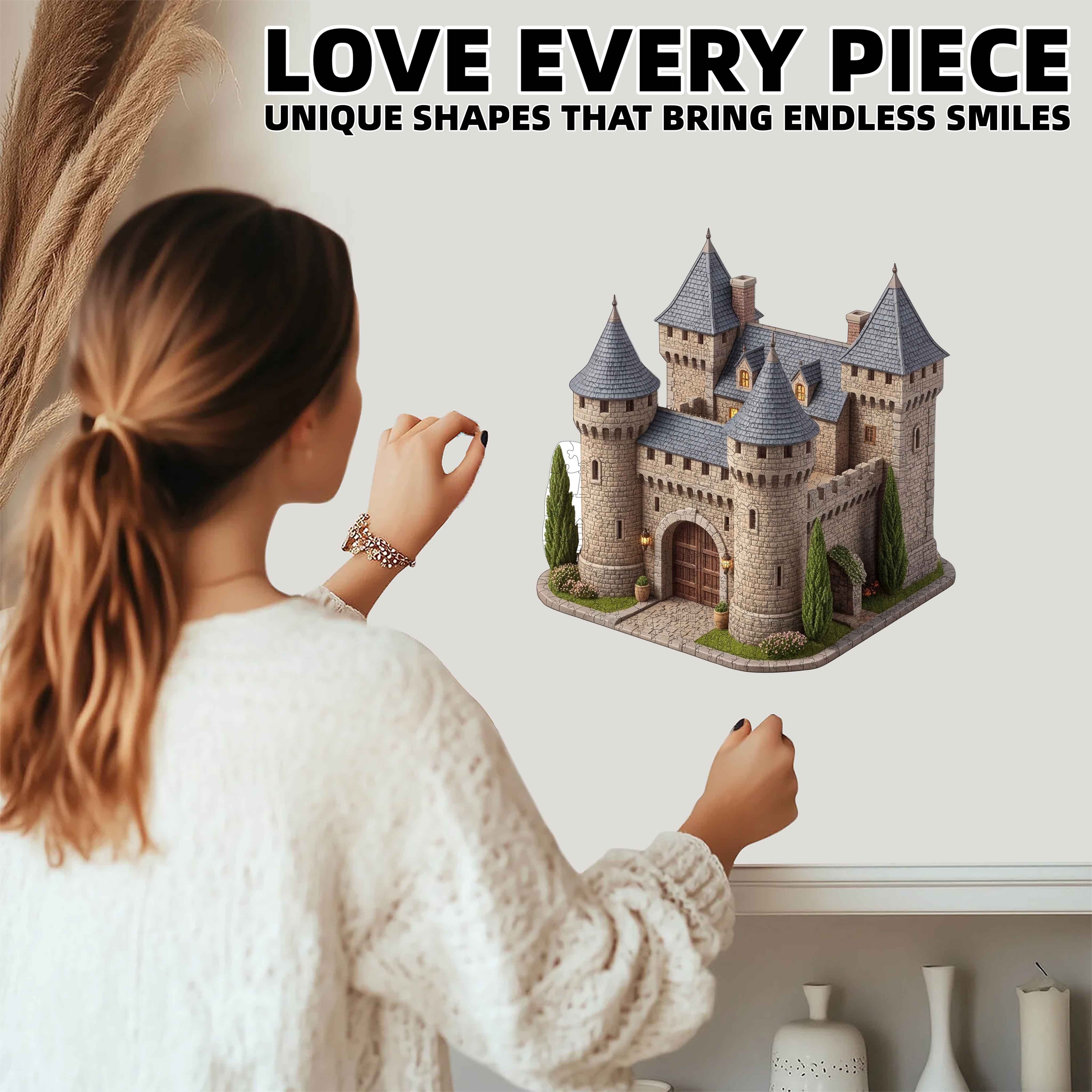 Castle Standing on a Mountain Peak 502pcs Wooden Puzzle