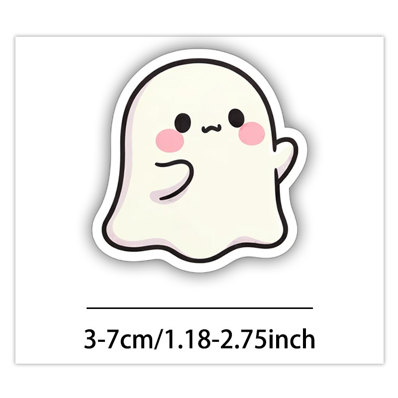TEMU 50pcs Cute Pink Ghost Sticker Pack Aesthetic Kawaii Decals Durable Pumpkin Halloween Decorations For Laptop Water Bottle Phone Journal Guitar