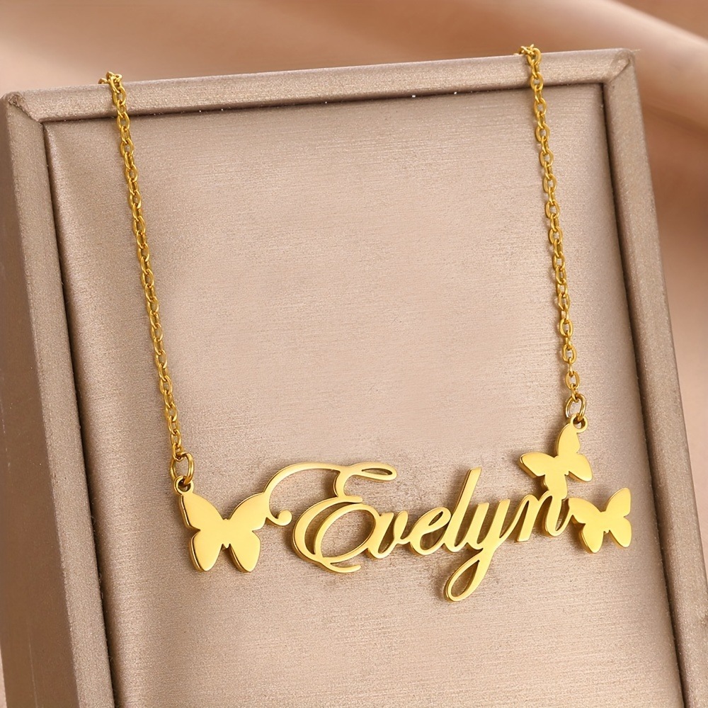 Women's Personalized Butterfly Name Necklace — Custom Design