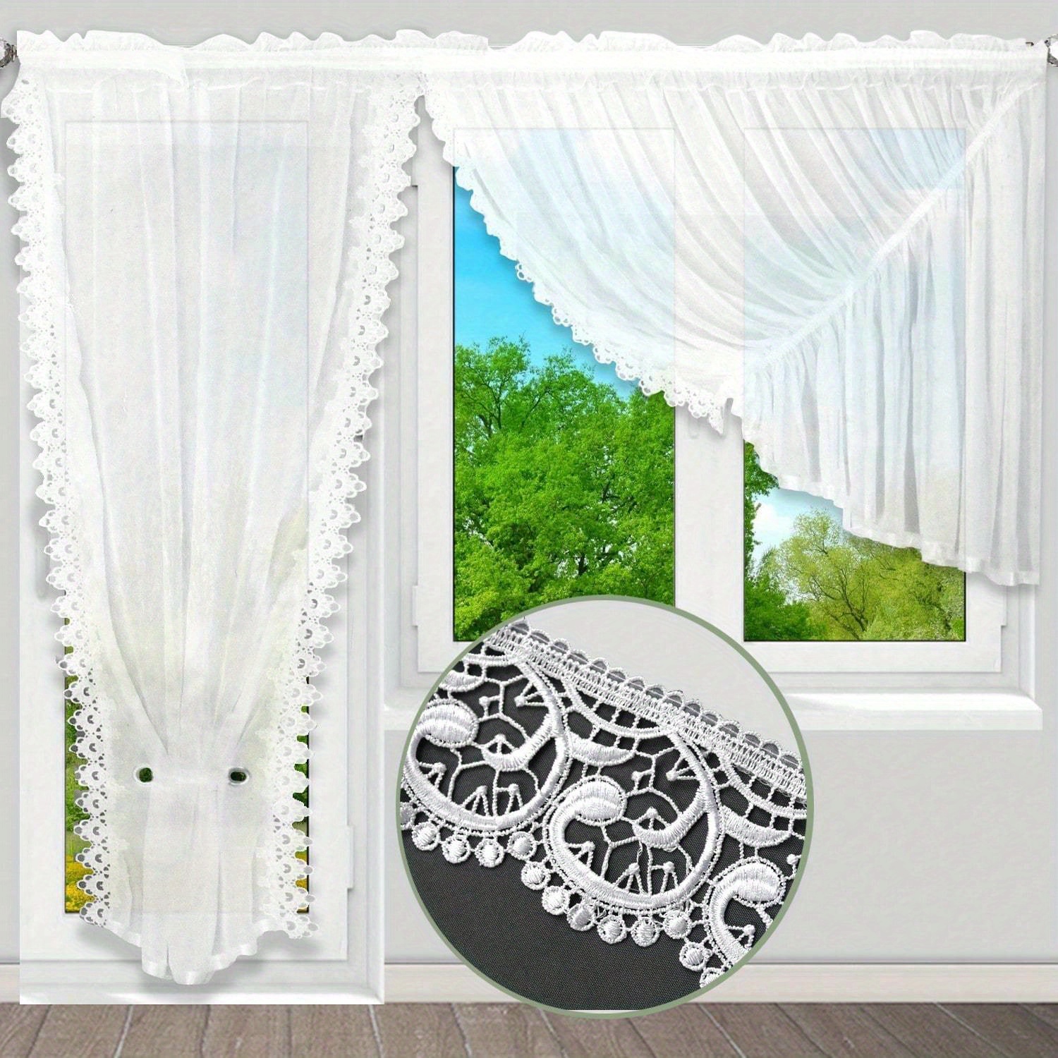 Image of Nordic Minimalist Style Translucent Curtain, Lightweight And Breathable, Soft Light Effect, Exquisite Lace Design, 1pc, 550 * 150cm, Suitable For Living Room/bedroom/wedding Use