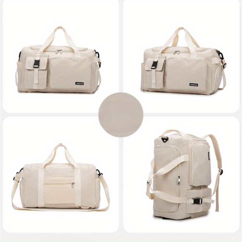 Bolsa de gimnasio de gran capacidad, mochila de viaje y bolso de mano con múltiples compartimentos, cierre con cremallera resistente, convertible en mochila o bolso de hombro para mujeres y hombres, compartimento principal amplio y bolsillo delantero, ideal para gimnasio, yoga, viajes de fin de semana y regalos, disponible en negro, portador de accesorios de yoga, compartimentos con cremallera
