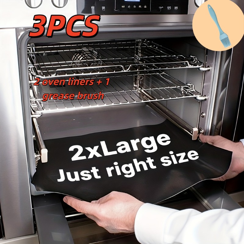 TEMU 3pcs Oven Bottom Pads, Extra-large And Thick Oven Mats, Reusable Oven Protection Pads, Suitable For Electric Ovens And Gas Grills, Universal For