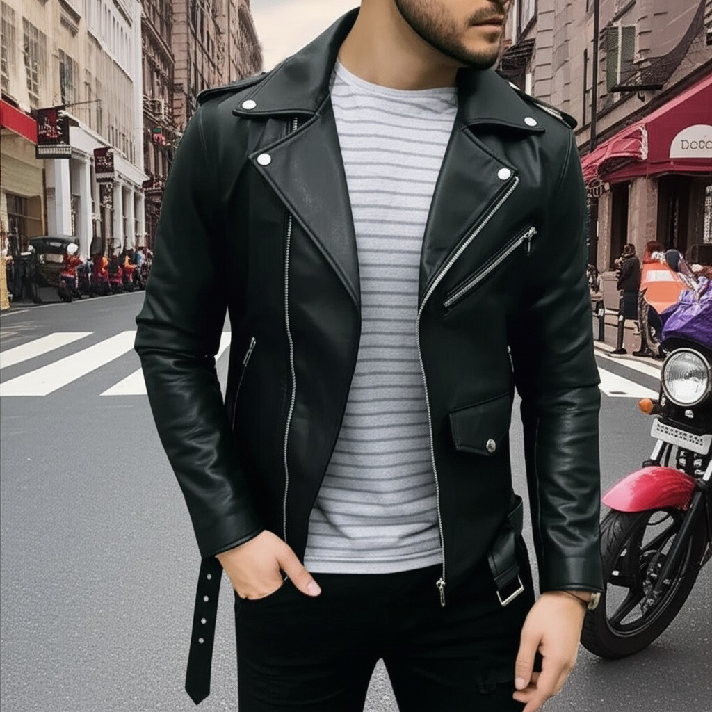 cafe racer biker jacket vest mens season pu leather Temu Czech