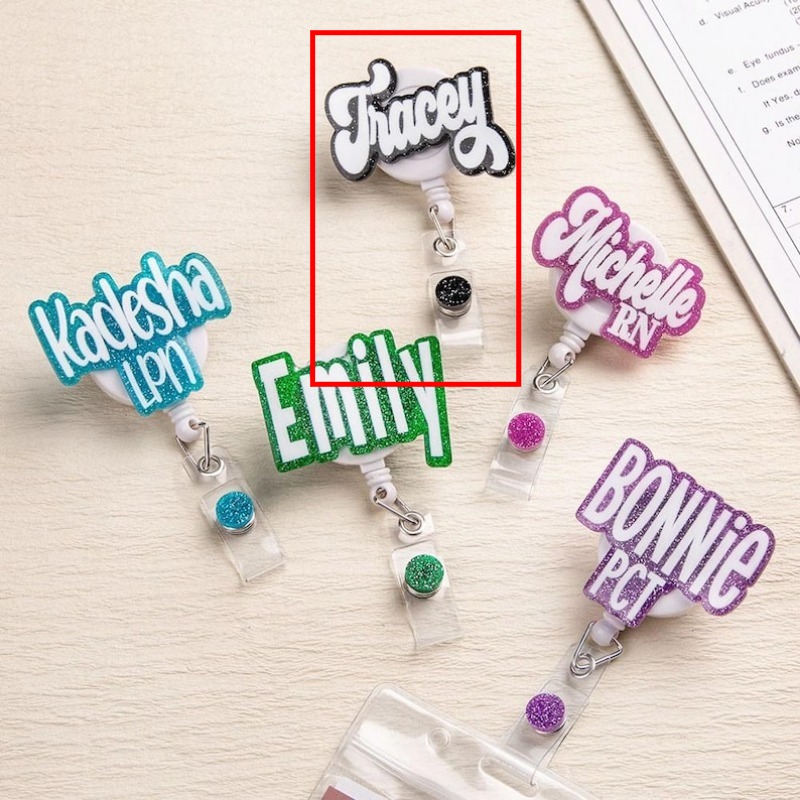 TEMU Personalized Retractable Id Badge With Custom Name & Number/barcode - Broochable Fob For Nurses, Doctors, Office, Events - Professional Id Card