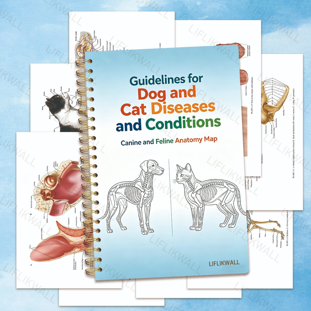 LIFLIKWALL Veterinary Anatomy & Disease Notebook - Spiral Bound Suitable for Dogs and Cats Book with Anatomy Charts, Reference Guide for Vet Students, Compact Size Planner Journal for Veterinary Practice Supplies