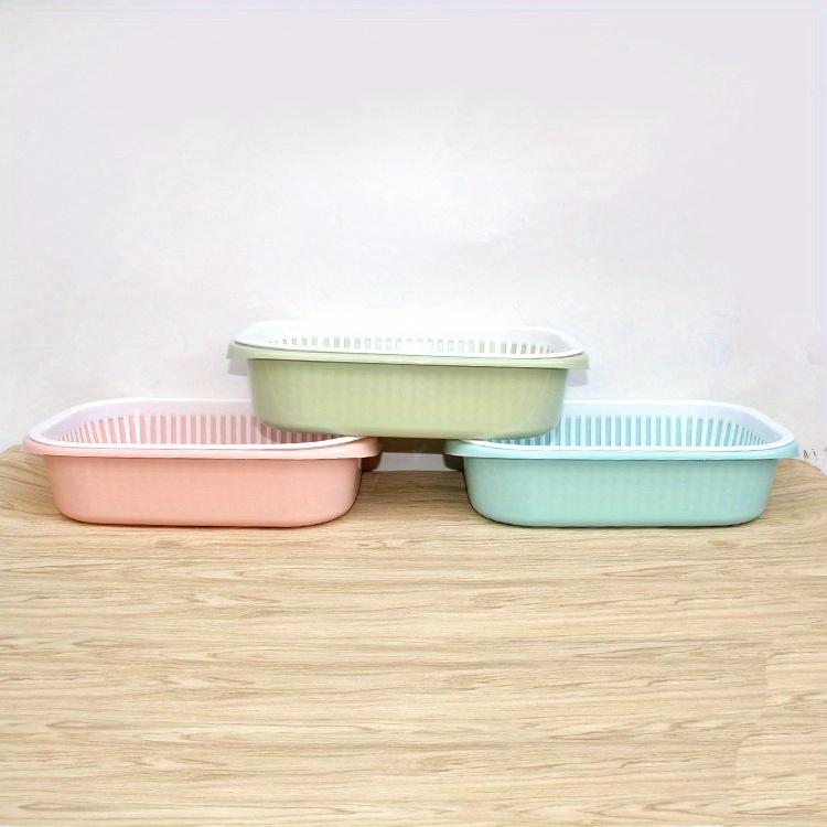 thickened   inches household fruit drain basket vegetable basket two piece set of multi functional vegetable drain basin shelf baskets Product details 3