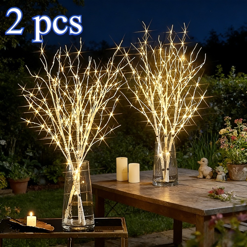 2 pack luminous birch twig wireless lights elegant glowing twig lamp for christmas new year chic indoor home table and corner decorative accent piece