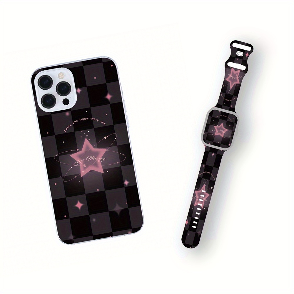 Lucky Star & Checkered Pattern Gift Set for iPhone and iWatch