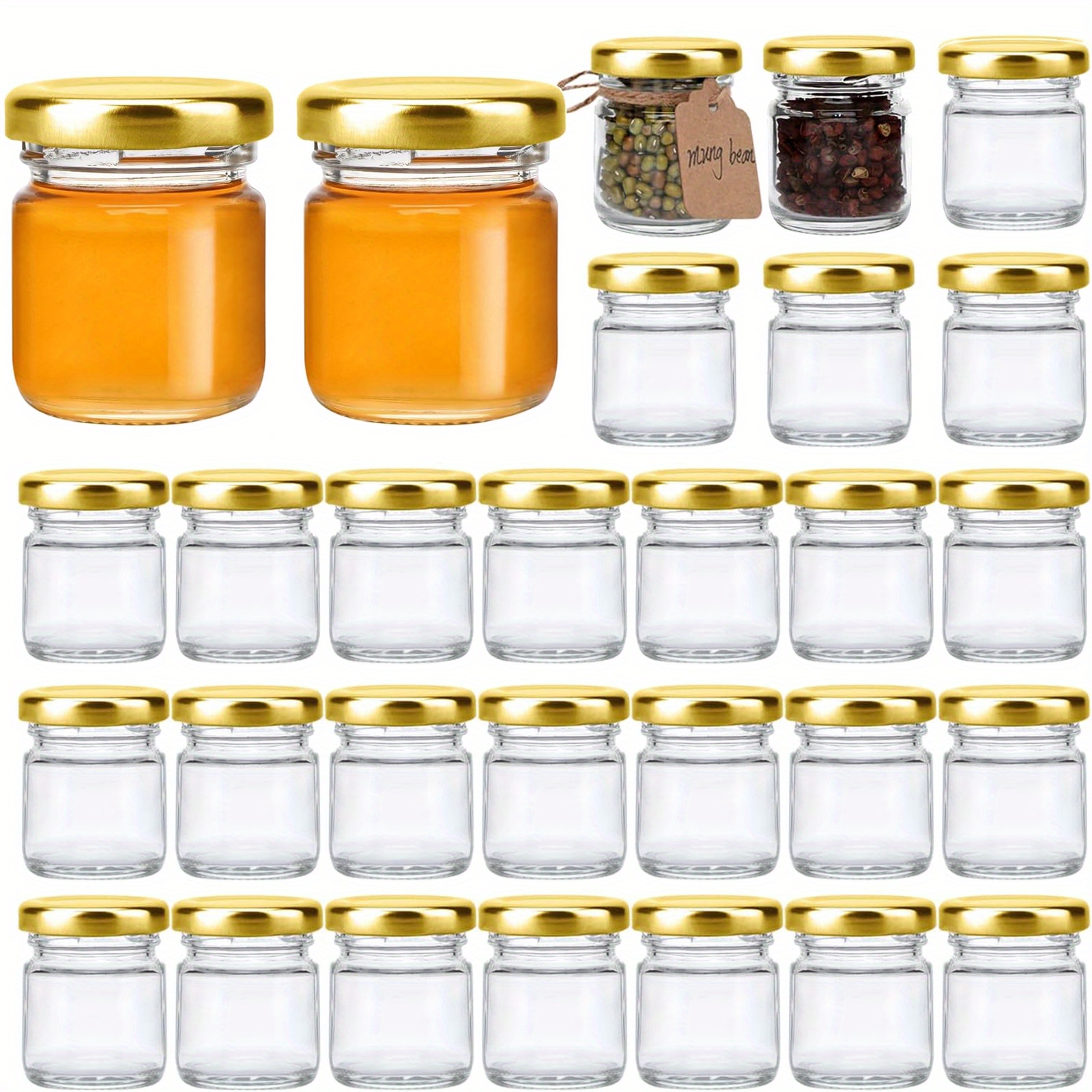 TEMU 84pcs Honey Bottle Sealed Container Airtight Mason Jars Small Bottles With Lids Wide Mouth Canning Jars Wide Mouth Mason Jar Mini Jam Jars
