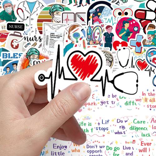 100pcs nurse colorful and inspirational design for healthcare enthusiasts vinyl stickers suitable for school supplies scrapbooking diary notebook