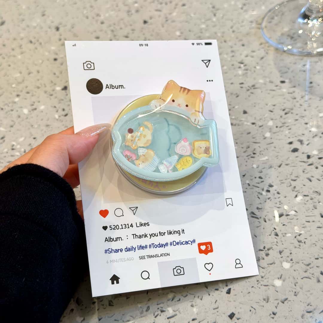 TEMU Support de téléphone de petit poisson vacillant et de chat jaune