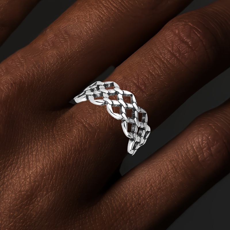 Women's Adjustable Vintage Distressed Hollow Grid Ring