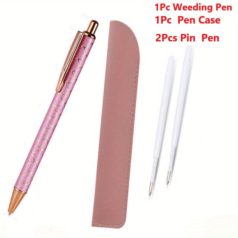 4pcs/ Pack Weeding Tools, Pin Pen With Pen Case, Weeding Pen, Pen, Bubble Removal Tool, Precision Needle For Diy Craft Vinyl Projects