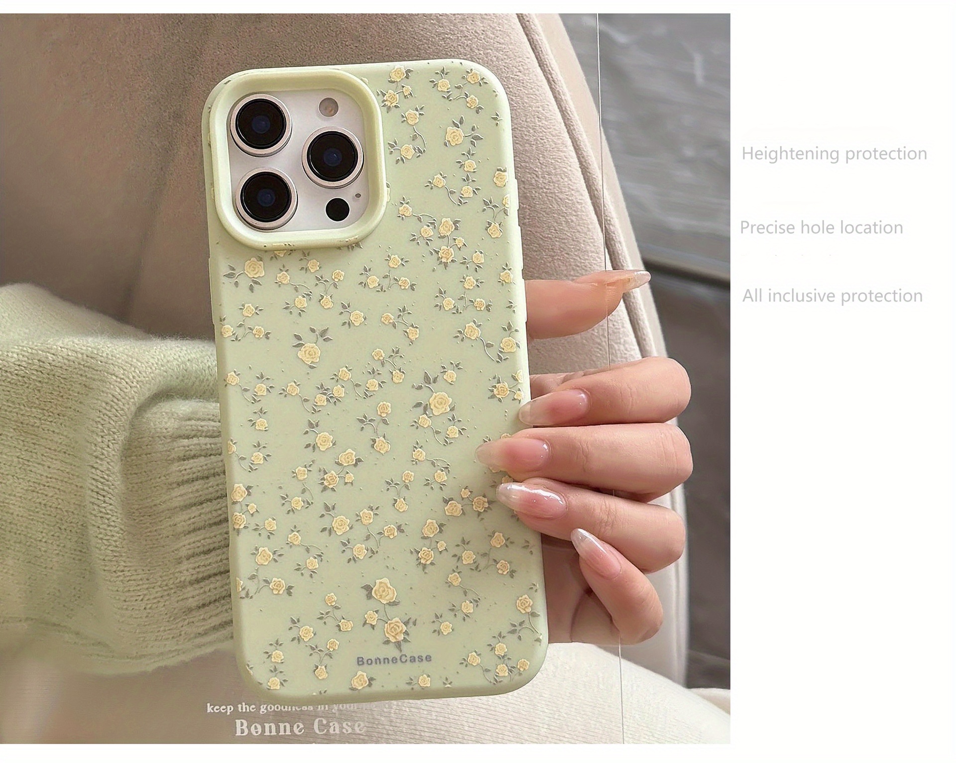 Yellow Small Floral Pattern Suitable for Apple 16 Mobile Phone Case 15pro Max Fresh iPhone 14 Temperament 13 Frosted Soft Shell 11