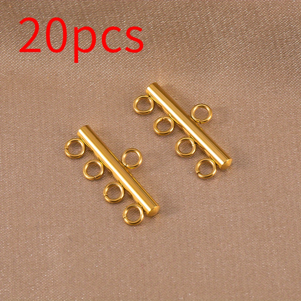 Image of 20pcs Fashion Basic Stainless Steel Multi-hole Pendant Chain Connector Lanyard For Necklace Bracelet Pendant Bead Jewelry Jewelry Making Supplies