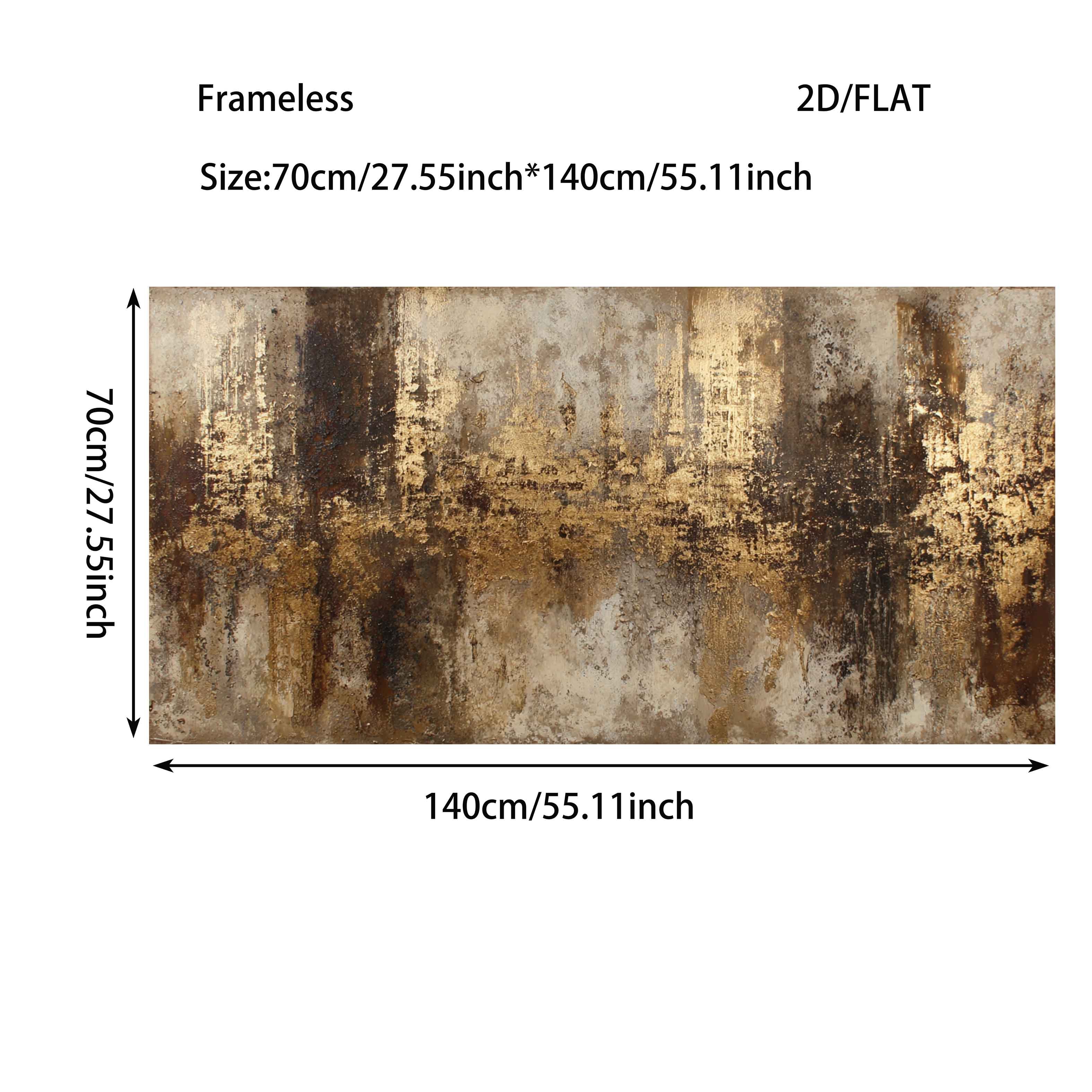 TEMU 2d Flat, 1pc Modern Abstract Golden & Brown Textures Frameless Canvas Wall - Neutral /brown// Horizontal/vertical/ Diagonal Line Textures Poster
