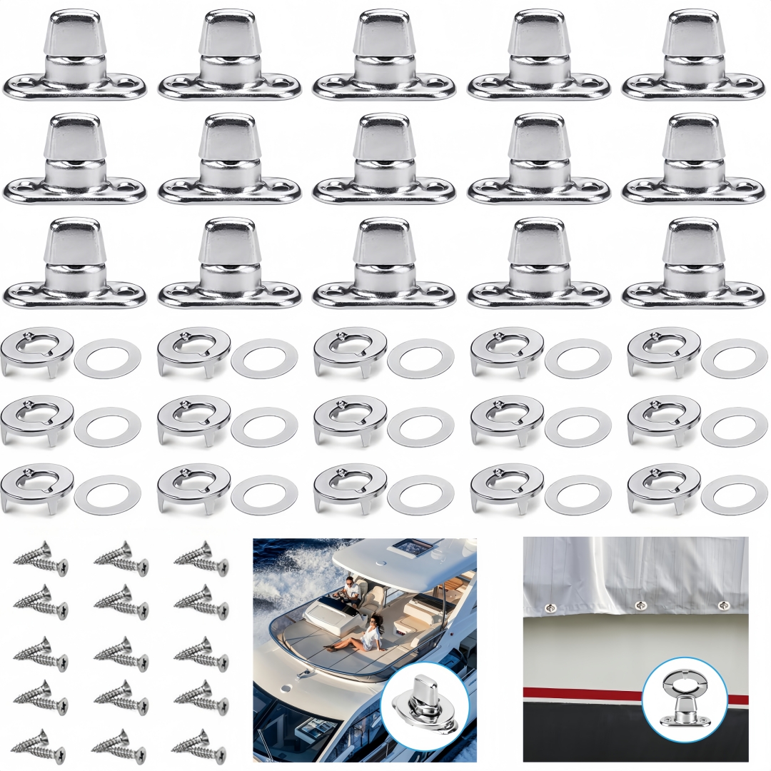 TEMU 15 Set di Fissaggi a Twist Lock per Tela, Bottoni a , Occhielli e Viti di Montaggio per Stud, Progettati per Applicazioni su Tela Marina