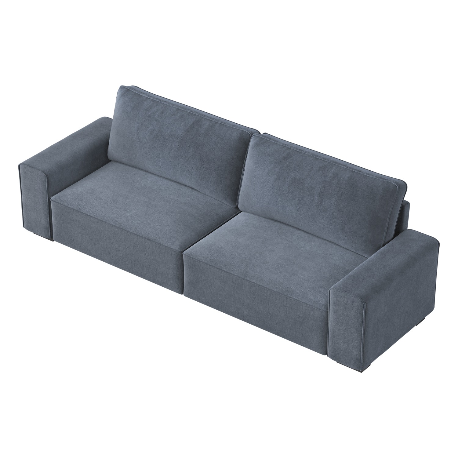 220cm Chenille Lazy Sofa Tofu Block Fabric Sofa Modern Simple Living Room Straight Row Sofa Room Decor