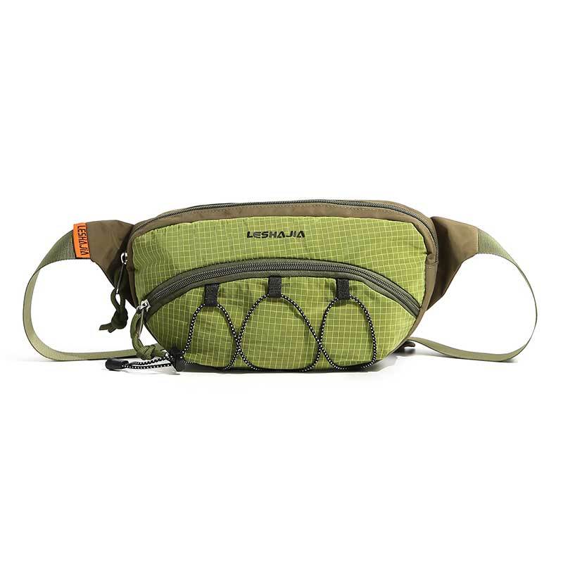 Outdoor Techwear Color-Block Mesh Waist Bag, Multi-Layer Storage