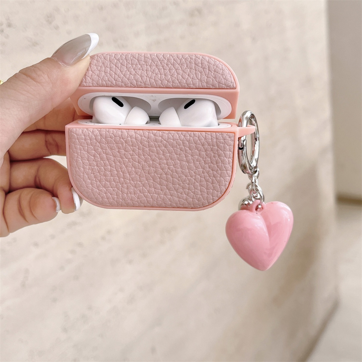 Cute Mini Earphone Case with Heart Charm, Black, Pink, Rose Red Anti-Drop Earphone Cover, Compatible with AirPods 3/4/Pro 2 Earphone Pouch