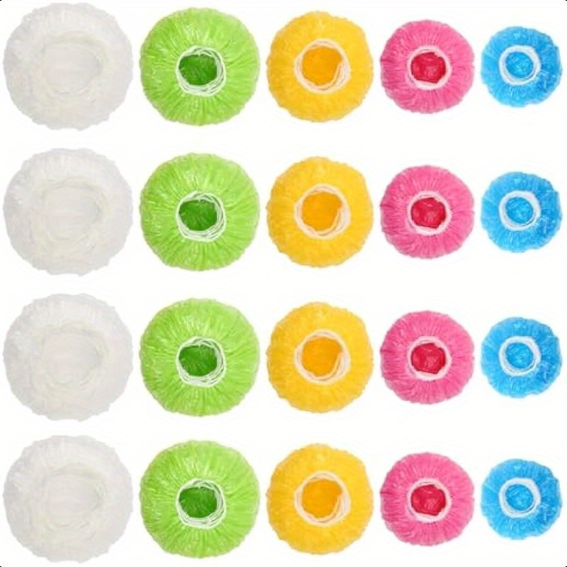 TEMU 90pcs Disposable Plastic Bowl Cover Elastic Food Bowl Storage Covers Bowl Covers Of 5 Translucent Stretchable Sizes And Colorful Dish Plate