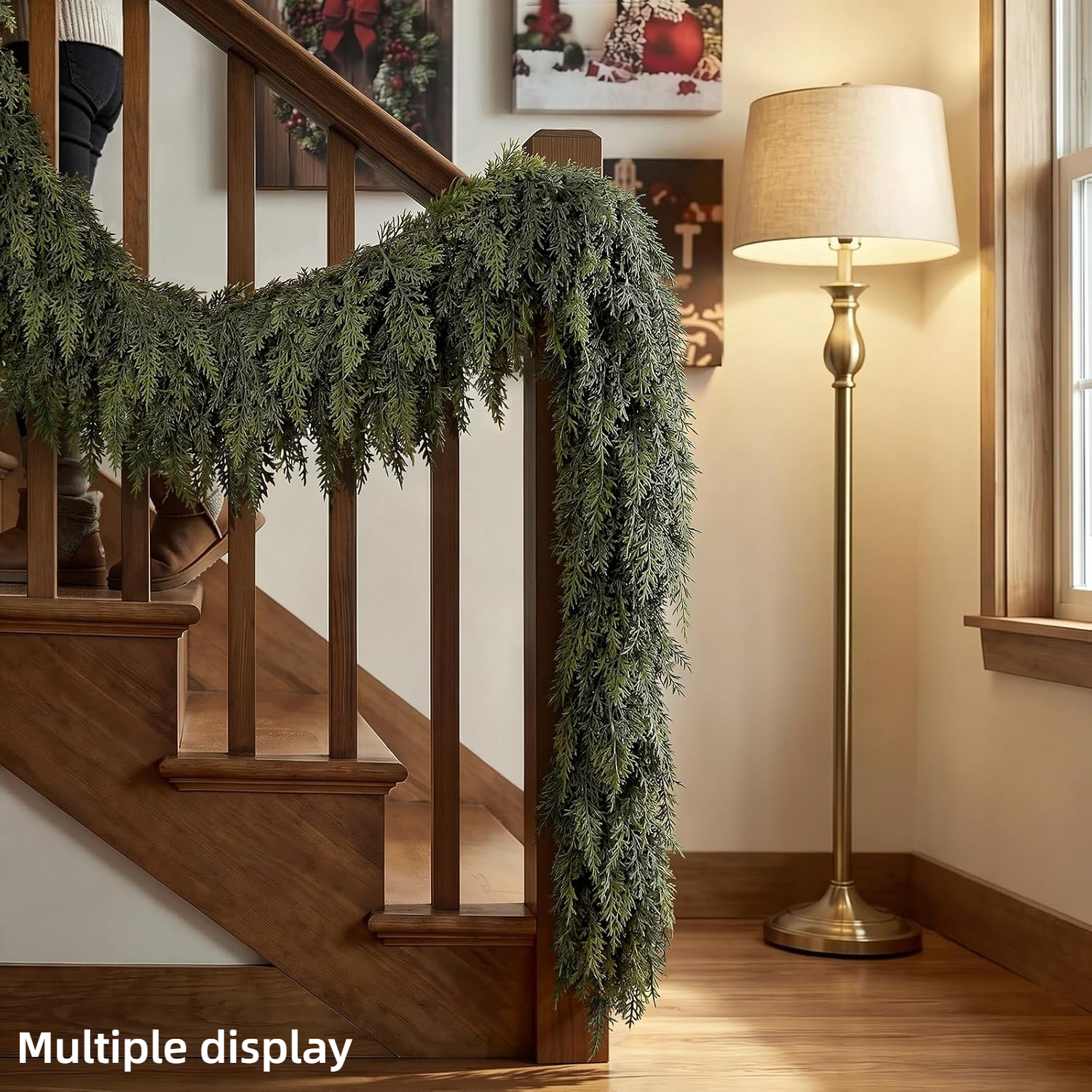 TEMU 2pcs Set 73 Inch Christmas Cedar Wreath, Realistic Decor