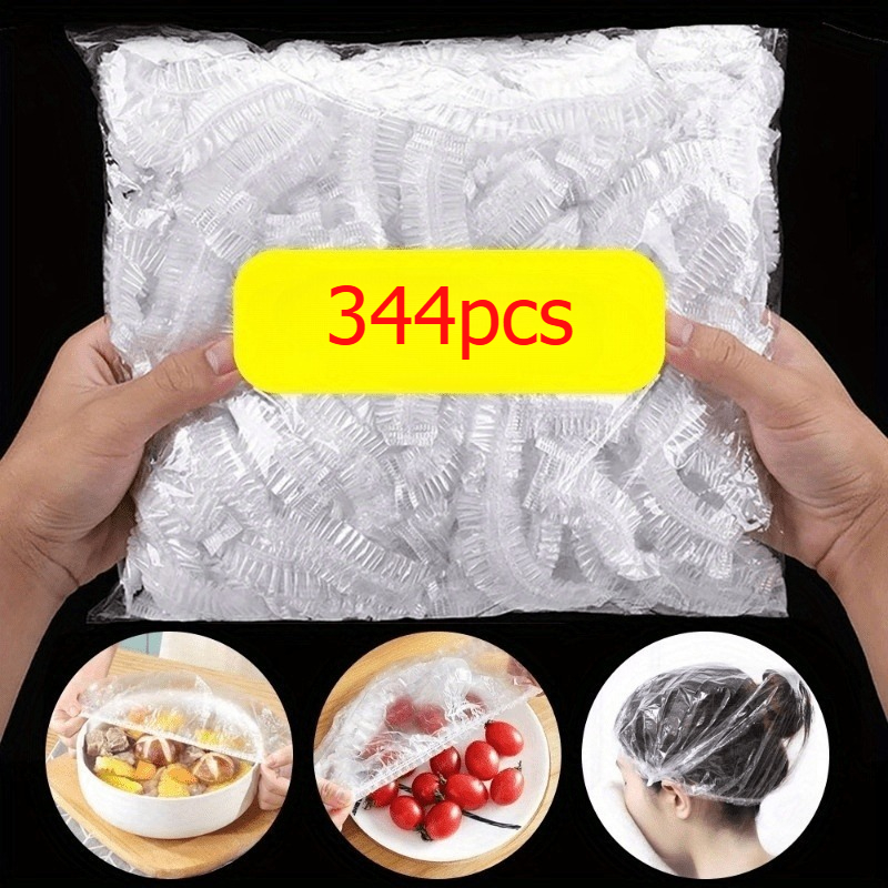 344-pack Elastic Food Covers - Disposable Pe Bowl Lids For Kitchen Storage | Stretchable Food Grade Film For Leftovers And Meal Prep