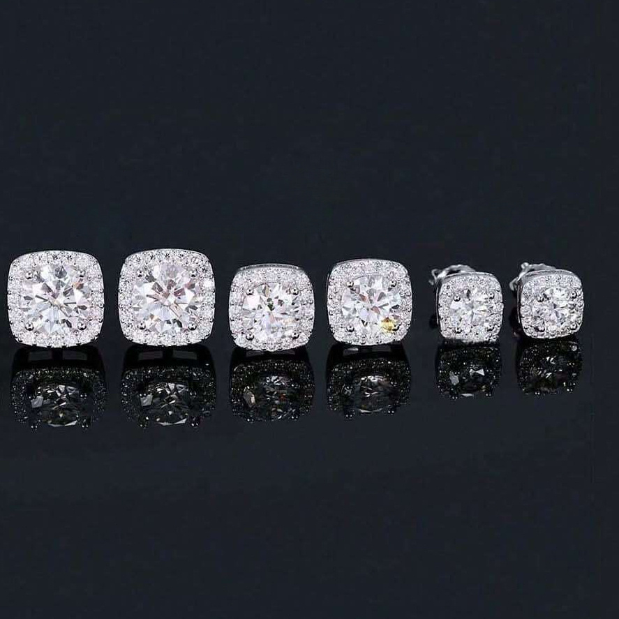 Women's 0.5/1/3 Carat Square Moissanite Earrings in 925 Silver