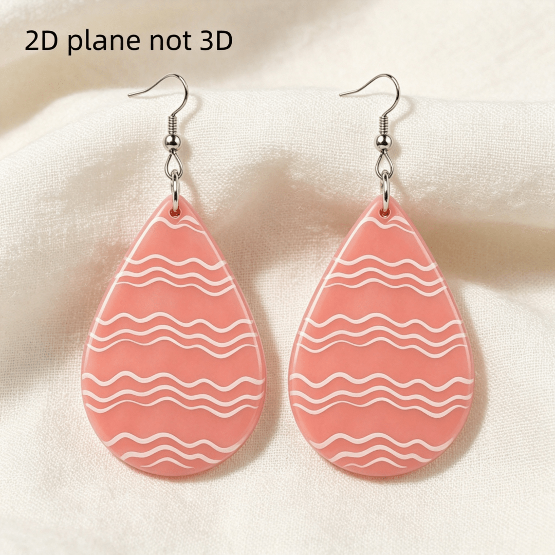 Minimalist Pink Wavy Teardrop Earrings, Acrylic