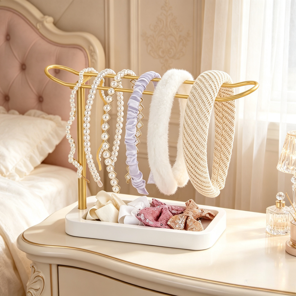 TEMU Headband Holder Metal Headband Organizer Golden Headband Stand Hair Additions Organizer For Women Teen Girl Gifts Scrunchie Storage Display Rack
