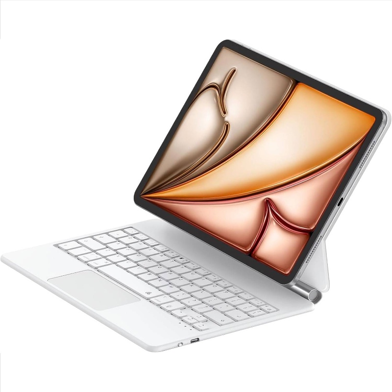 Magic Keyboard Case for Air 11 inch M3 2025/M2 2024/Air 5th/4th Gen, Magnetic Stand Multi-Trackpad Backlit Pro 111st/2nd 3rd 4th Keyboard Cover White, Keyboard Protection, Laptop Accessory, Sleek Design, Compact Case, Durable Cover