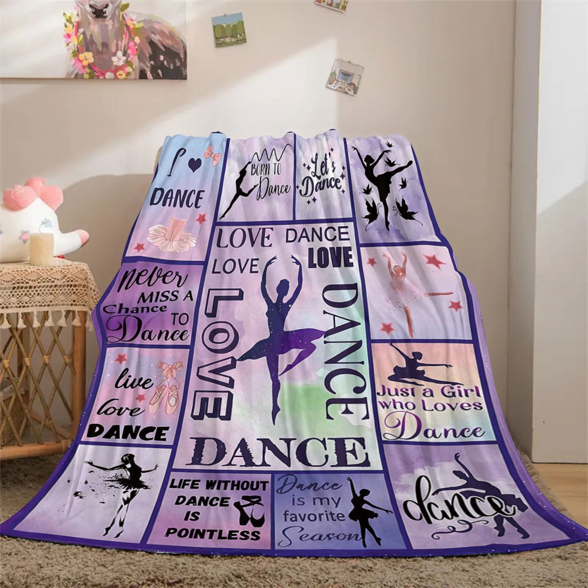 cozy ballet dancer flannel throw blanket soft warm perfect birthday gift for ballerinas details 3