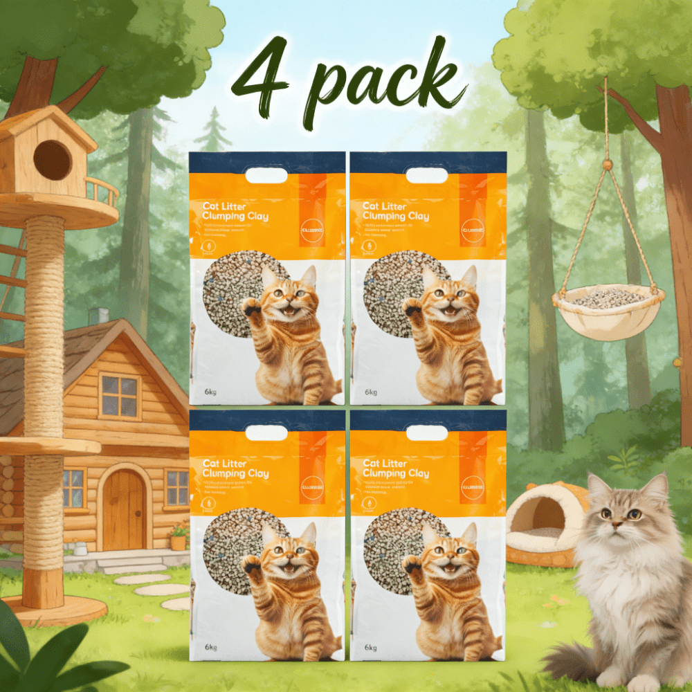 4 Pack ( 6kg) Easy Scoop Clay Cat Litter - Clumping Low Tracking Formula, Odor Eliminator Suitable for Multi-Cat Households, Long-Lasting Odour Control & Simple Daily Maintenance, Suitable for Litter Boxes