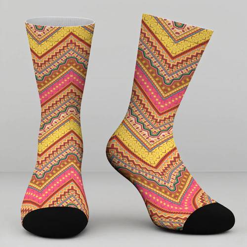 chaussettes de cheville festives spécialisées à motif tribal avec impression intégrale, fournitures de fête polyvalentes et respirantes