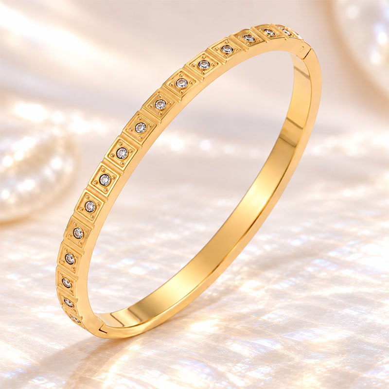 Women's 2pc Adjustable Bangle & Ring Set, Dazzling Zirconia Design