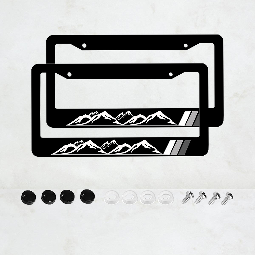 TEMU 2pcs,mountain License Plate Photo Frame, Aluminum Material Steel License Plate, Automotive Front Tag Marker, Metal Us License Plate Holder Frame