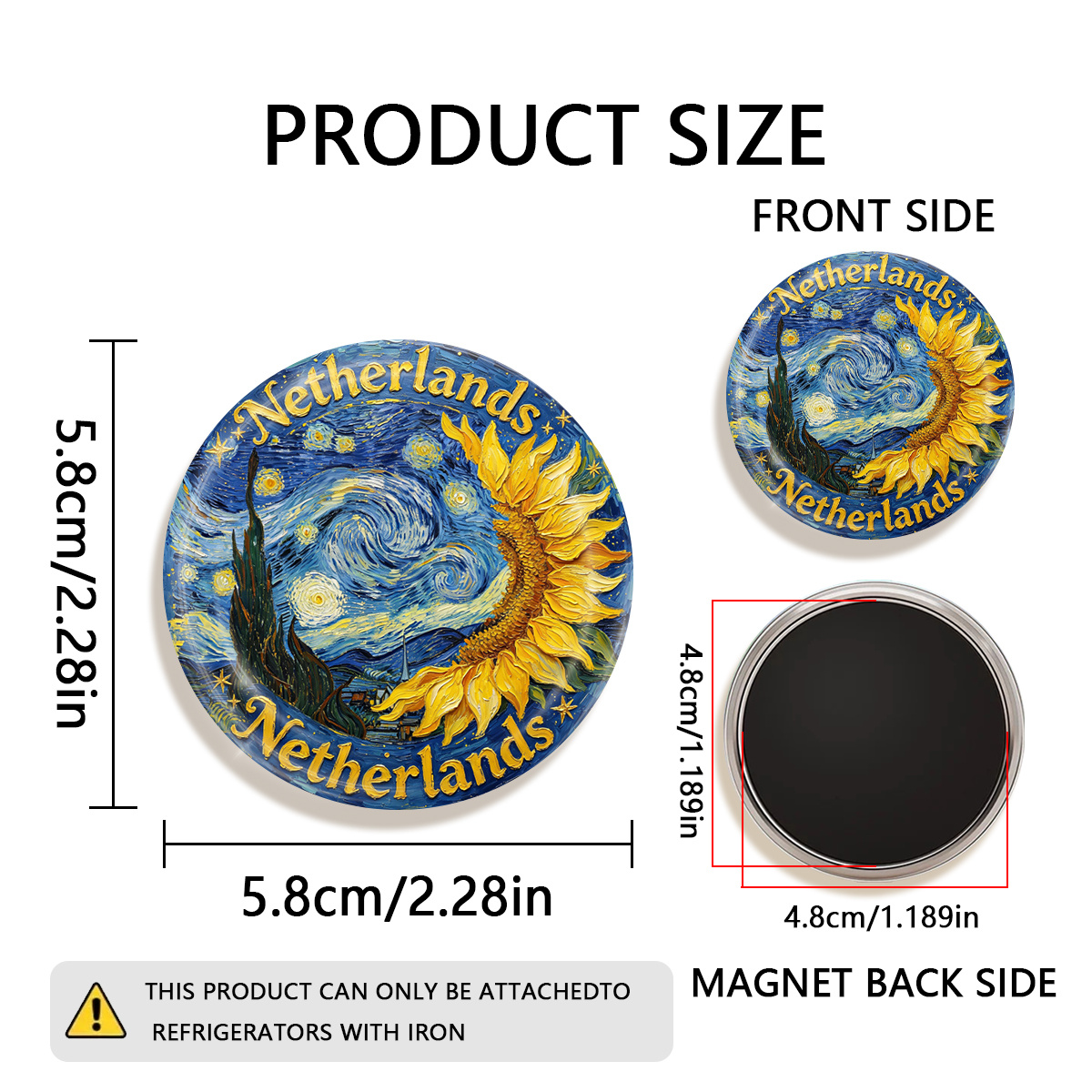 TEMU 1 stuks 2D Platte Duurzame Ronde Koelkastmagneet, Geschikt voor het Bevestigen aan Koelkasten, Whiteboards, Handwerk, Foto's, Stickers,