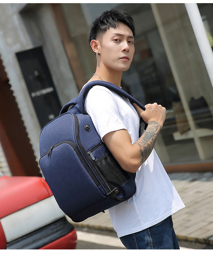 professional photography backpack durable nylon camera bag with tripod pouch lens compatible outdoor digital camera case   in black blue red details 5