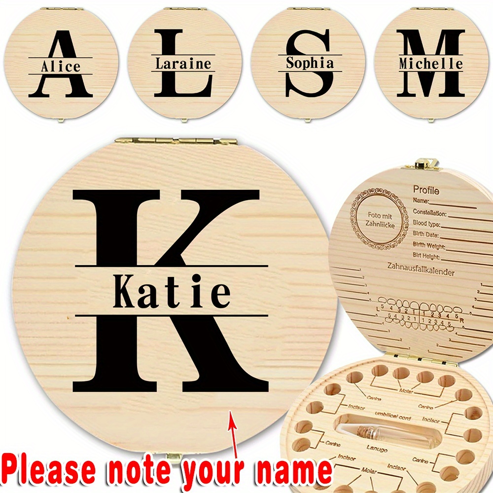 

Personalized Wooden Tooth Keepsake Box - Custom Name And Date, Lost Teeth Saver Case With Cord Holder, Fits 20 Teeth, Multifunctional Souvenir Recorder For Milestones, Keepsake Storage | | Material