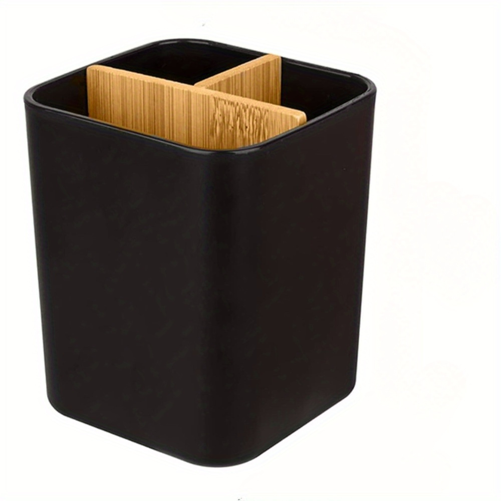 Portaspazzolino Da Bagno 3 Scomparti, Organizer Da Banco Per Spazzolini Elettrici E Manuali, Con Base Antiscivolo