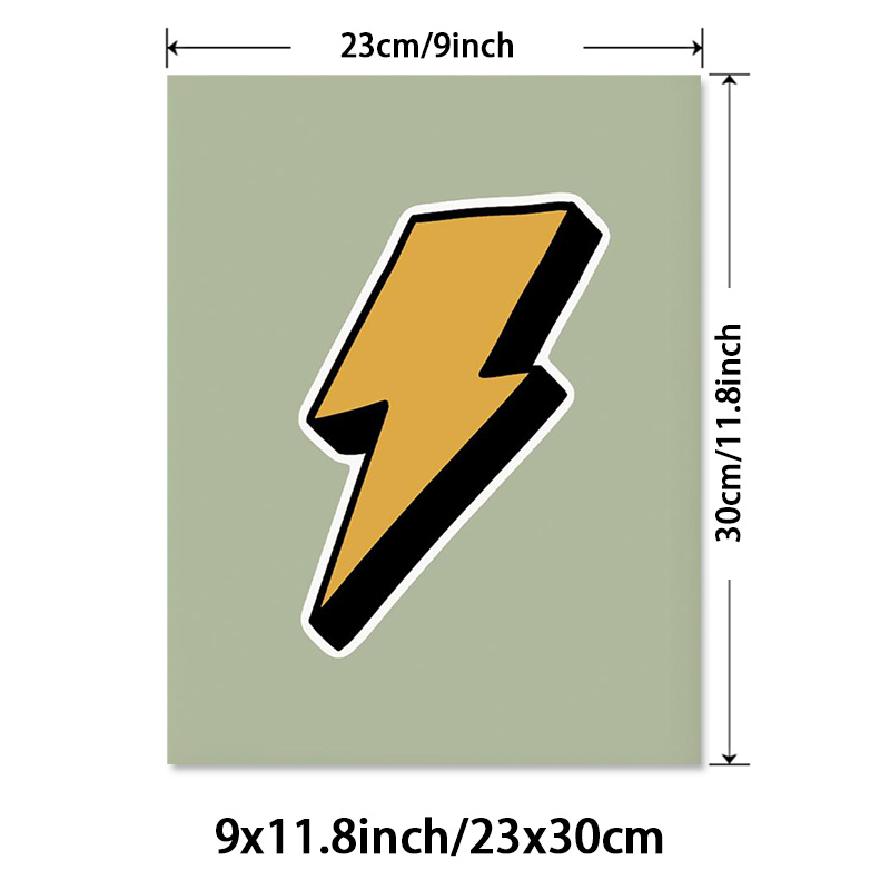 TEMU 1pc Unframed Lightning Bolt Poster - Modern Cartoon Art, Vibrant , Frameless Home Decor For Living Room, Bedroom, Office - Spring Summer