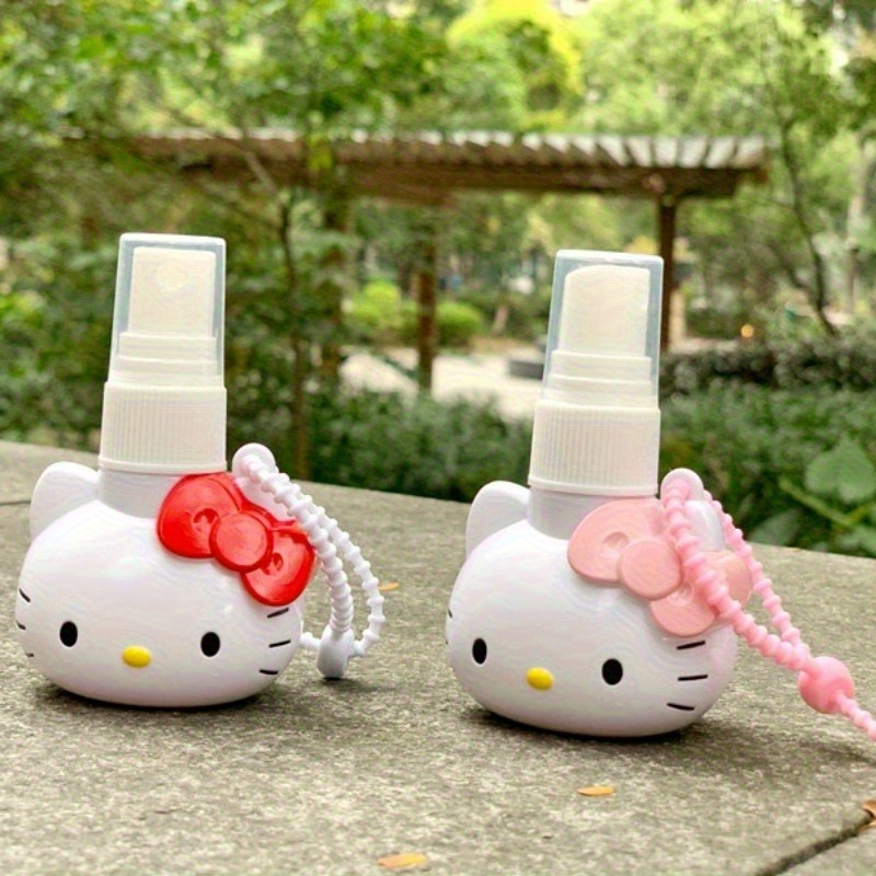 Sanrio for hello kitty Refillable Cosmetic Spray Bottles - Cute Travel-Sized Pink & White Bows, Faux Fur Accents, Plastic, Perfect for Perfume, Skincare, and Makeup Essentials, Travel Spray Bottles, Playful Design, Durable Construction