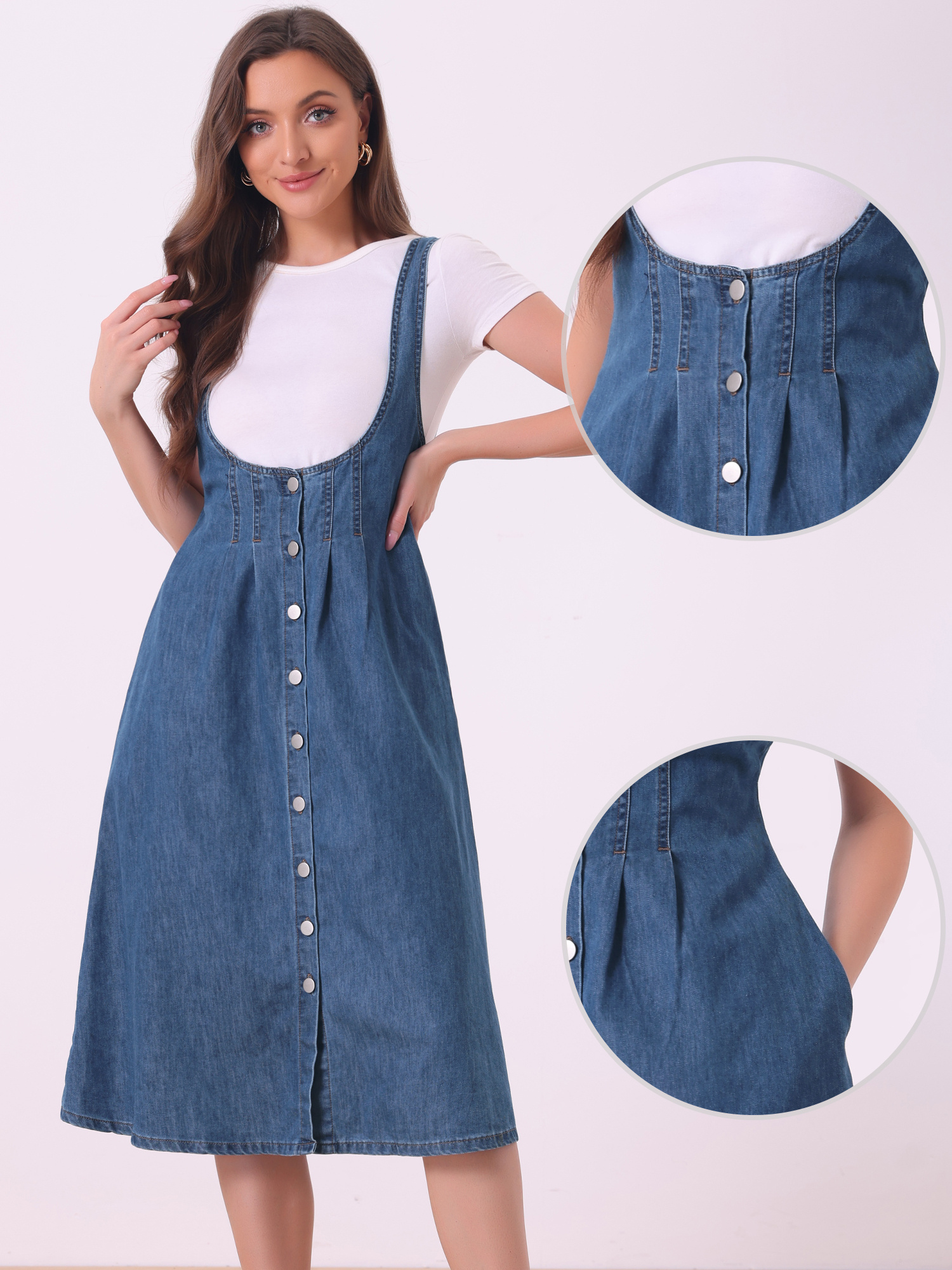 white christmas dresses Adrienne Denim Button Up Short Dress