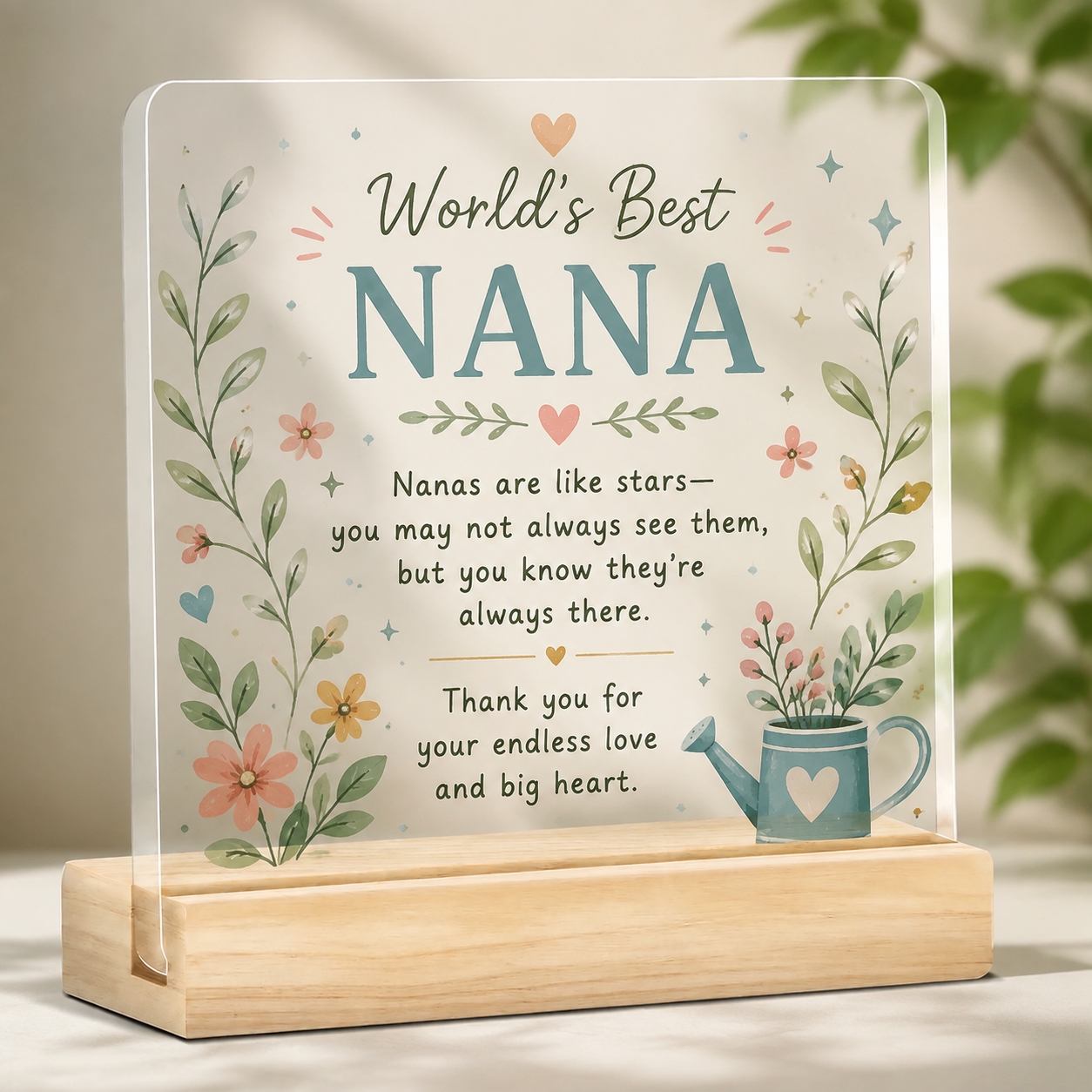 TEMU Plat 2D, Meilleure du Monde Ornement de Bureau Floral en Acrylique avec Socle en Bois - Thème , Convient pour Cadeaux de Fête des Mères, Cadeaux