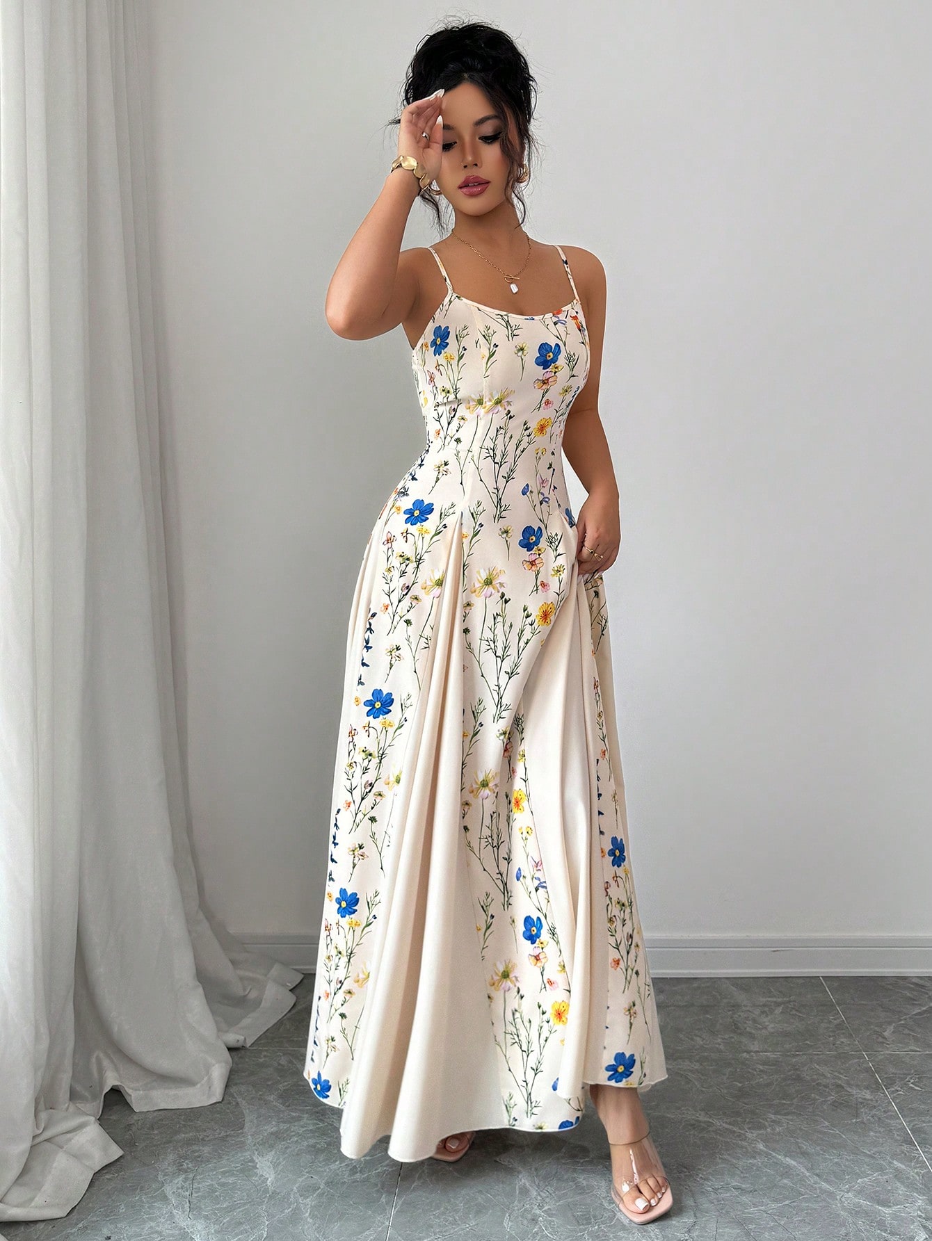 long pink dresses with sleeves Long Sleeves V Neck 3D Flowers Pink Prom Dress Formal Dress PSK063 US6 / Pink