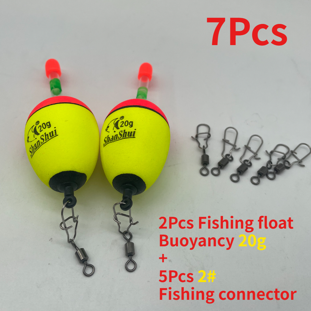 E-shop 7-teiliges Fischschwimmblatt-Set, 2 Schaumstoffschwimmblätter und 5 Angelverbinder mit stabiler Auftriebskraft, einstellbarer Tiefe für