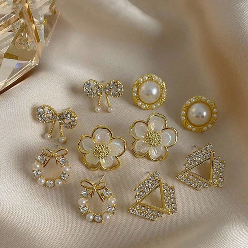 TEMU 5 Paires Élégantes Exquises Usage Polyvalent de Travail Papillon Fleur Ensemble de Boucles d'Oreilles
