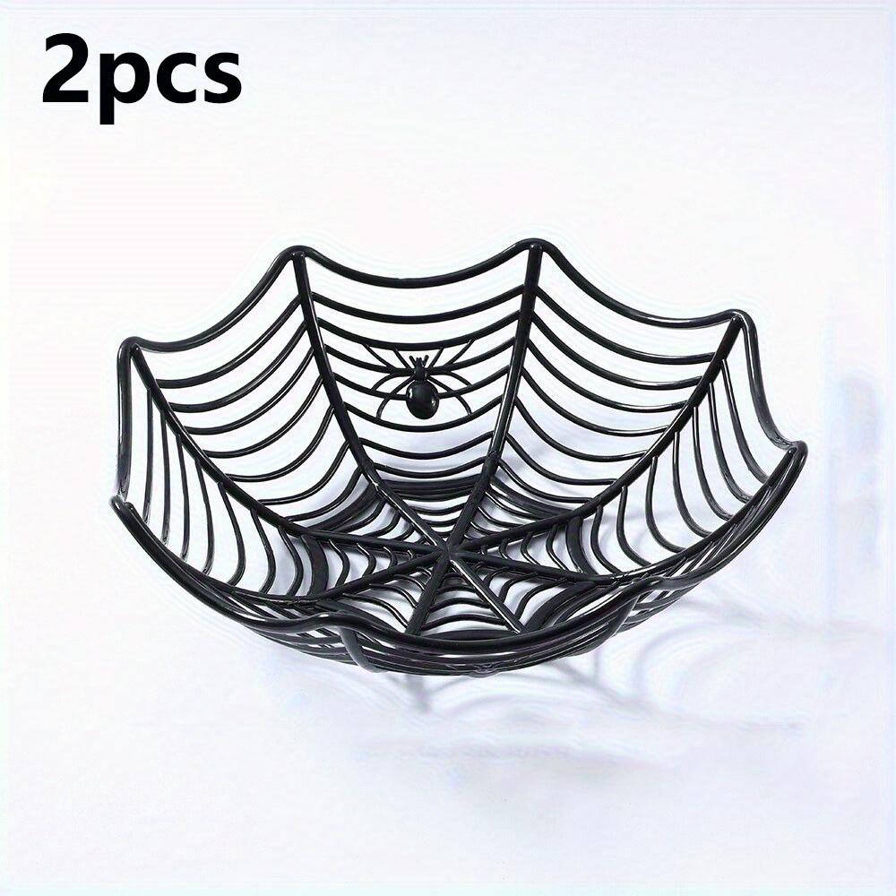 TEMU 2 Halloween Candy Baskets - Plastic Web Bowls, Candy Trays, Party Supplies Set